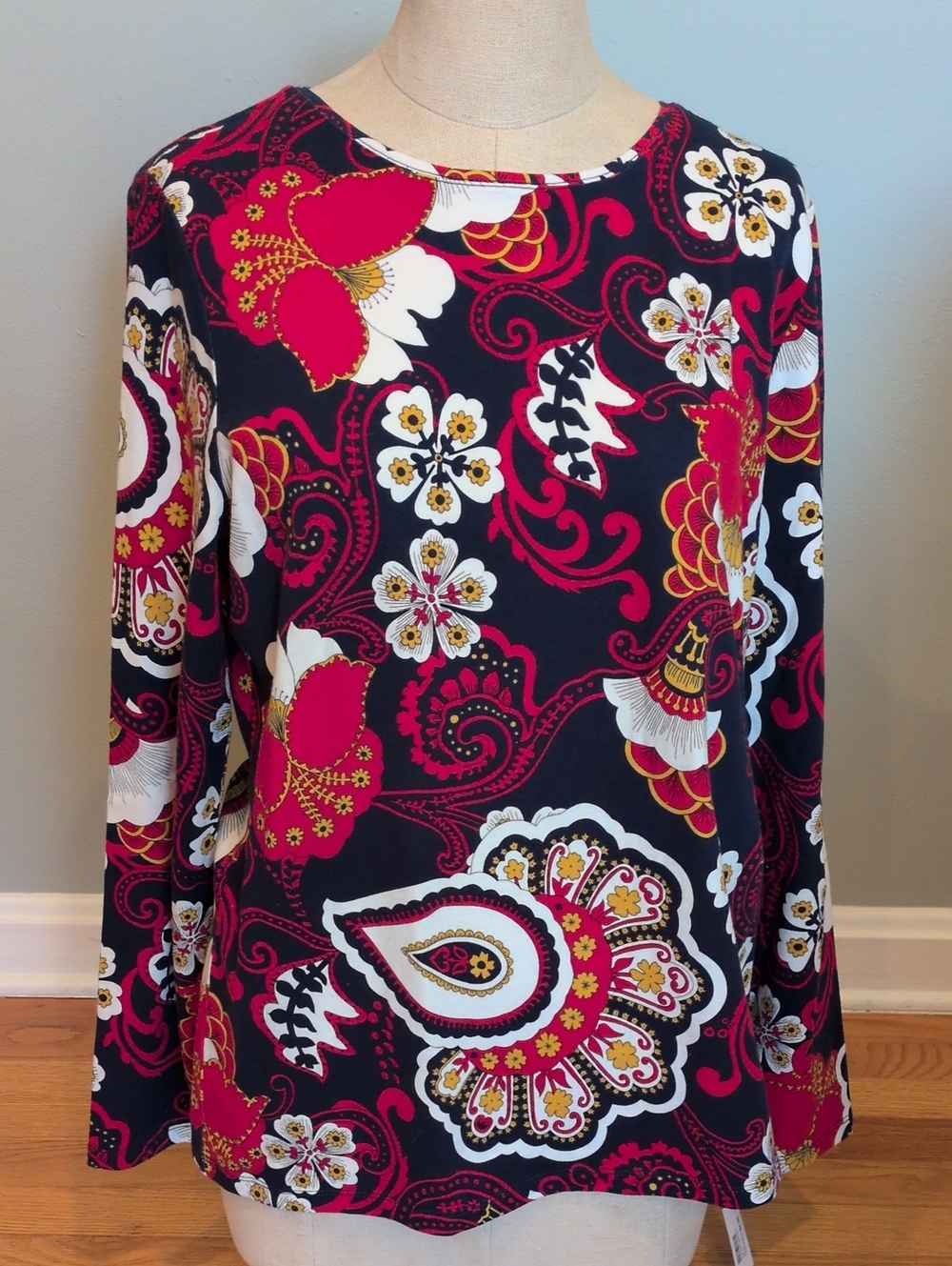 New Talbots Tee Floral Paisley Floral Large